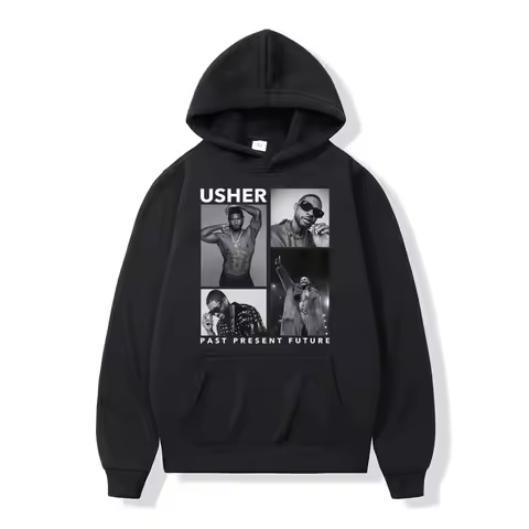 Singer Usher Past Present Future Tour 2024 Hoodies Men Women Vintage Fashion Hooded Sweatshirts High