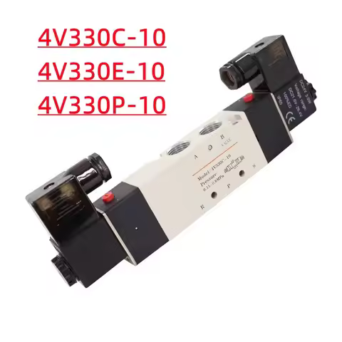 4V Series Pneumatic Valve 5/2 5/3 Air Electromagnetic AC220V DC24V DC12V Solenoid Valves Controller4