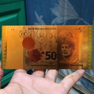 REPLIKA Souvenir gold foil 50 ringgit Malaysia replica