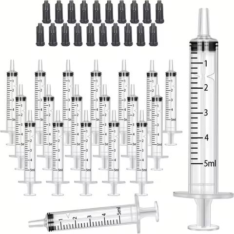 5ml Plastic Syringes Without Needle, with Black Tip Caps, Open Tip Liquid Measuring Tools for DIY Cr