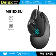 ☾ARRANGE☽ Delux M618XSU Seeker Wired Ergonomic Vertical Mouse MAX 4000DPI Removable Back Cover L Si