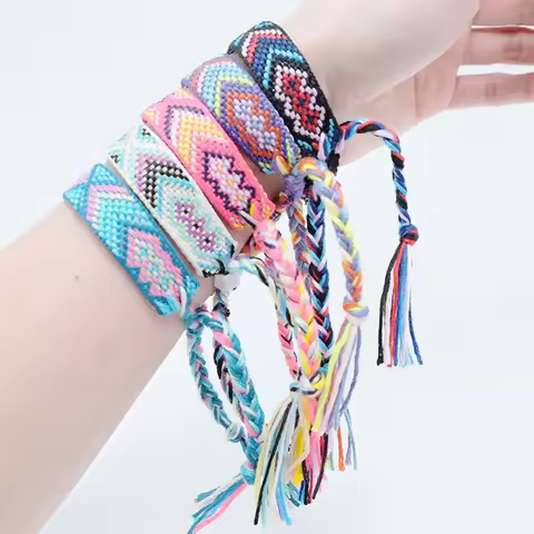 Weave Bracelet Friendship Bohemian Vintage Cotton Rope String Nepal Yoga Ethnic Rainbow Boho Woven B