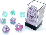 Chessex Nebula Polyhedral Dice Set Wisteria with White Luminary (7 dice)