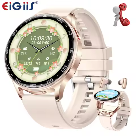 EIGIIS Smart Watch with Earbuds for Men Women 1.39'' Fitness Tracker Smartwatch 2-in-1 Waterproof Fi
