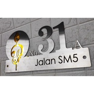 Modern House Number Plate Stainless steel 304 House number plate (Fully Customized)With Gold layer