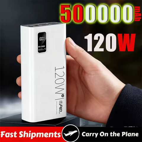 500000mAh Power Bank 120W High Capacity Super Fast Charging Battery Charging Powerbank For IPhone Hu