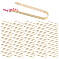 50Pcs Tongs Disposable Cooking Utensils Mini Bamboo Tongs Natural Toast Tongs for Cooking