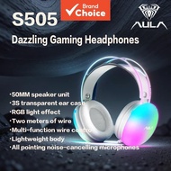 AULA S505 RGB Gaming Headset, Lightweight 320g, Breathable Ear Cushions & Noise-Cancelling Mic, Head