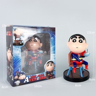 New Crayon Shin-chan Anime Action Figure Superhero Spider-Man Superman Xiaoxin Character Model Deskt