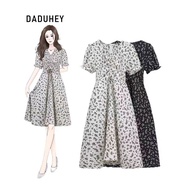 DaDuHey Baju Raya Budak Perempuan Women's Plus Size French Summer Waist-Controlled Floral Dress
