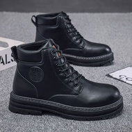 British style platform Doc Martens mens outdoor work yellow ankle shoes