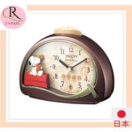Direct from Japan RHYTHM Snoopy Alarm Clock Character Analog R506 Electronic Sound Alarm Brown 4SE506MJ09