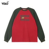 YOLO เสื้อสเวตเตอร์ OVERSIZE เสื้อสเวตเตอร์โอเวอร์ไซส์ เสื้อคอตตอน  คอกลม แนวสตรีท YT2303