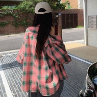 ผู้หญิง Loose Fit ปกเชิ๊ต Turndown คอ Plaid แขนยาว เสื้อสีชมพู, ฤดูใบไม้ผลิ/ฤดูร้อน/ฤดูใบไม้ร่วง, Fl