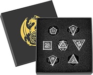 Dragon Pattern Metal Dice Set, 7-Piece Polyhedral DND Dice Set, D&D Gifts with Gift Box, Role Playin