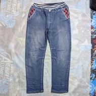 Celana Panjang Longpants Relax Jeans Blue Washed Fading Tartan Second 