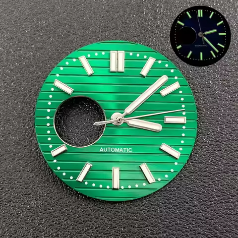 N30.5MM Dial Nautilus No Logo Watch Dial Green Luminous With Hands Suitable for NH38 Movement Modifi