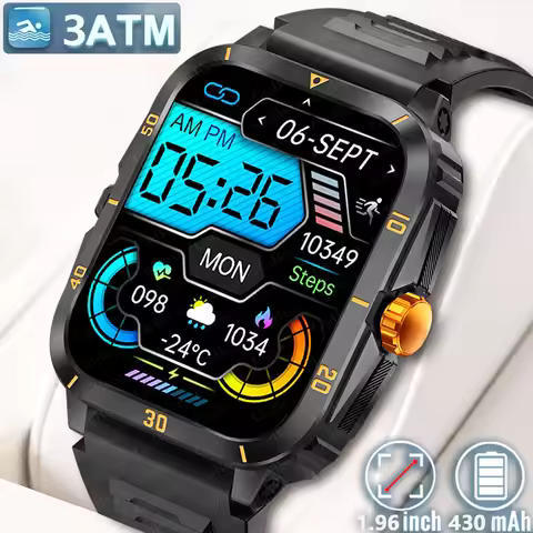 2024 Outdoor Military 3ATM Waterproof Smart Watch Men 430mAh Battery Sports Fitness Watches Bluetoot