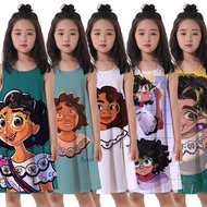 Disney Encanto Mirabel Dress Summer Thin Girls Show Dress Character Skirt, For Travel and Holidays, 