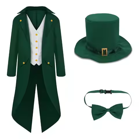St.Patrick's Day Leprechaun Adult Cosplay Costume Green Elf Fancy Dress Ireland Family Carnival Outf