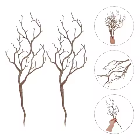 4Pcs Lifelike Willow Branches Curvy Dried Tree Twigs in Rich Brown Fake Wood Branches for Floral Arr