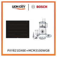 Bosch PXY821DX6E Series 8 Induction hob 80 cm Black + MCM3100WGB Food processor MultiTalent 3700 W White, White