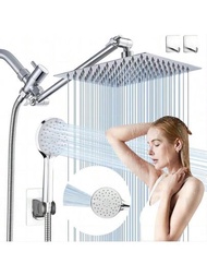 Regaderas para Baño,3 * 3 Modes de Ducha,Set de 10''Cabeza de Lluvia de Alta Presión y 3.1'' Regadera de Mano,con 180°Brazo Extensible,Regulador de Caudal de Agua,Manguera,Adecuado para Hogar,Hotel