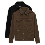 Jacket Men's Denim Trucker Black Brown, Comfortable Jean Fabric, AK0041, SOMEHOW