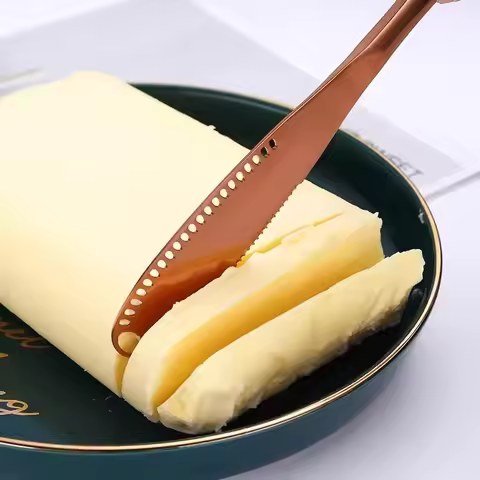 Butter Knife Holes Cheese Dessert Knife Stainless Steel Jam Knife Cutlery Toast Wipe Cream Bread Che