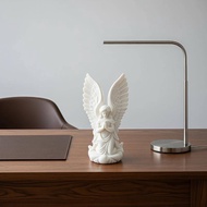 EGN 3D Printed White Male Angel Sculpture Realistic Detail Exquisite Craft Ornament for Coffee Table