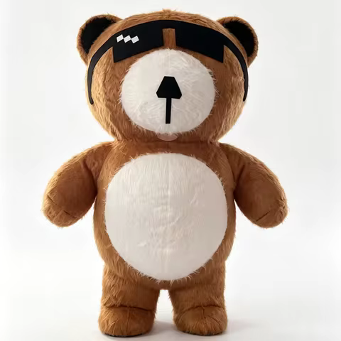 Adult Wearable Giant Fluffy Brown Bear Inflatable Mascot Costume with Sunglasses Cartoon Teddy Bear 
