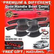 Car Door Handle Protector TOYOTA VIOS Dugong NCP93 2007-2012 Matte Black Carbon Red Logo Bowl Cover