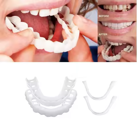 Latest Snap on Smile Dental Upper Lower Fake Teeth Cover Perfect Bright Veneers Comfort Fit Flex Den