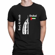 Dubai Flag T-Shirt Burj Al Ah Cotton 1 Round Neck Short Sleeve Casual For Men Size S-3XL