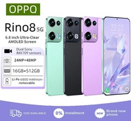 OPPQ Rino 8 สมาร์ทโฟน RAM 12GB+ROM 512GB 6.8 โทรศัพท์นักเรียนภาษาอังกฤษกล้อง HD โทรศัพท์ Android สมาร์ทโฟน 6800mAh อายุการใช้งานแบตเตอรี่ยาวนานโทรศัพท์ใหม่ราคาต่ำ