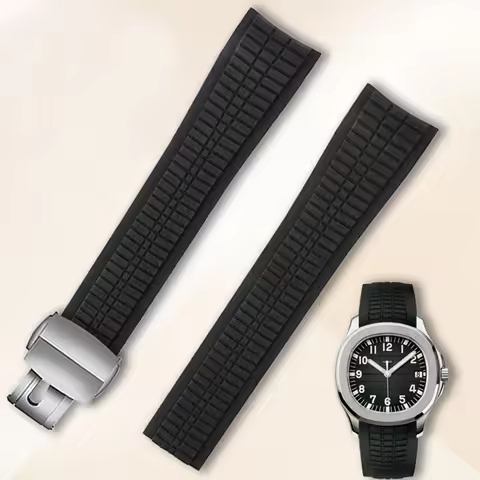 High-quality rubber strap for Patek Philippe Aquanaut 5167A 5164A 5168 5968 watchband 21mm curved en
