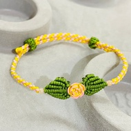 GELANG TALI VARIASI EMAS ASLI 999 EMAS ASLI 24K CHARM MAWAR PINK