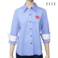 ELLE เสื้อเชิ๊ตผ้า COTTON/NYLON/SPANDEX ลายริ้ว แขนยาว ทรง BASIC รุ่น W3B337