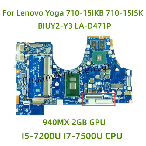 LA-D471P motherboard For Lenovo Yoga 710-15IKB 710-15ISK laptop with I5-7200U I7-7500U CPU 940MX 2GB
