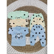 Baby Clothes Set Baby Pajamas Long Sleeve Buttons Cat Footprint Pattern Age 0-18 Months