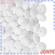 JONY 100Pcs Silicone Beads, Abacus Silicone Silicone Lentil Beads, DIY Crafts 12mm Black Abacus Bead