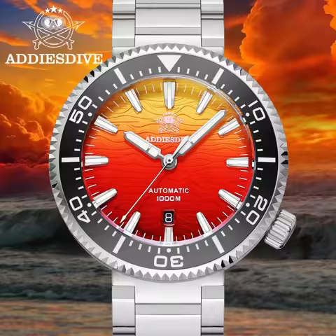 ADDIESDIVE AD2526 Men Watch 1000m Waterproof Flaming Cloud Texture Sapphire Glass BGW9 Luminous Relo