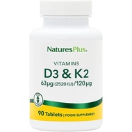 NaturesPlus D3 2520IU dengan K2 120mg D dan K2 B serta Immune port a Day Gluten Vegetarian 90 Tablet