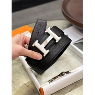 HermesHERMES Frosted Silver Buckle Togo Calfskin Double-Sided Leather Belt Men's Width 3.2cm Box