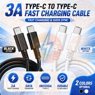 Kabel Pengecas Cepat Samsung 3A Dual Type C 1M-2M Kabel Data Pengecas Universal untuk Telefon dan Ta