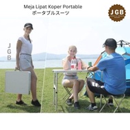 Meja Lipat Koper Portable Kaki Bulat - Outdoor Folding Table Picnic