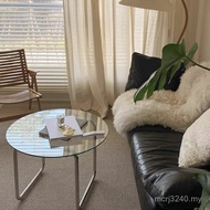 Round Table Round Nordic Tea Table Sofa Iron Furniture Side Stainless Steel Art Balcony Glass Coffee