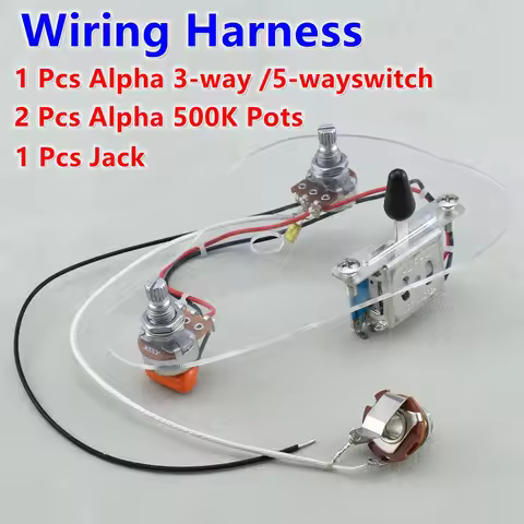 1 Set G.F Electric Guitar HH /HSH Wiring Harness ( 2x 500K Pots + 3-Way/5-Way Switch + Jack )