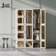 ANTBOX Transparent Plastic Wardrobe 12-15 Cubes Portable Easy To Install Multi-Purpose For Home Bedr