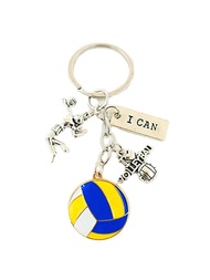 1 ชิ้น พวงกุญแจกีฬาลูกวอลเลย์บอล ทำจากโลหะผสาน ลูกวอลเลย์บอล และจี้ "I Love Volleyball" ตกแต่งรถและก